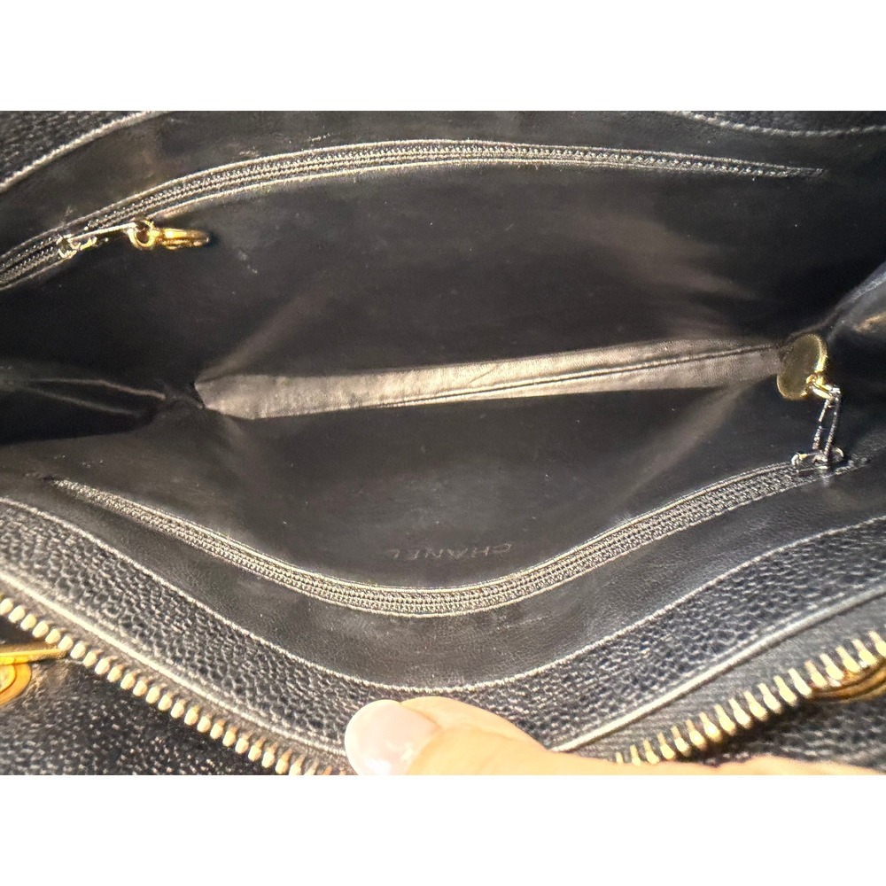 CHANEL Vintage Black Caviar Leather CC Shoulder Tote Bag Gold Hardware - Picture 11 of 15
